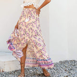 Claudine Maxi Skirt-Dressereal-boho,casual,floral,maxi,pink,ruffles,summer