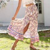 Claudine Maxi Skirt-Dressereal-boho,casual,floral,maxi,pink,ruffles,summer