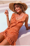 Alina Orange Polka-Dot Ruffle Mini Dress