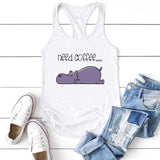 Need Coffee Hippo Tank Top-TT Women-black,casual,tank top,tee,white