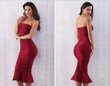 Sweetheart Red Mermaid Party Dress - cocktail, ruffle, strapless, bodycon