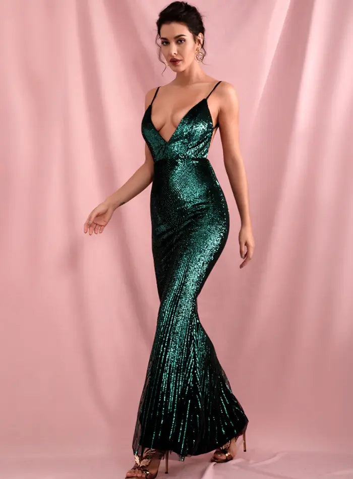 Amphitrite Sequin Green Formal Dress Dressereal Amphitrite Sequin Green Formal Dress Dressereal