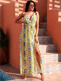 Seville Yellow Print Chiffon Maxi Dress