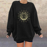 Gold Sun and Moon Sweatshirt-TT Women-autumn,black,jumper,long-sleeved,winter