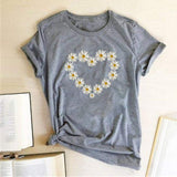 Heart Daisy Tee-TT Women-casual,gray,green,navy,purple,red,tee