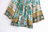 Sigiriya Peacock Print Short Kimono-Ainoway-boho,casual,floral,green,kimono,print,summer