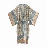 Elizabeth Blue Boho Kimono-Ainoway-blue,boho,casual,floral,kimono,print,summer