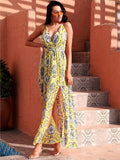 Seville Yellow Print Chiffon Maxi Dress