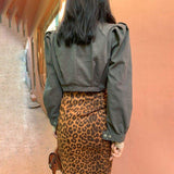 Dominique Sexy Leopard Print Skirt-Dressereal-animal print,brown,knee-length,print,split