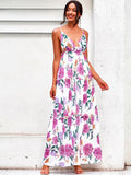 Dahlia Pink Floral Print Maxi Summer Dress