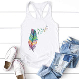 Rainbow Feather Tank Top-TT Women-black,casual,tank top,white