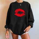 Red Lips Sweatshirt-TT Women-autumn,black,casual,jumper,long-sleeved,winter