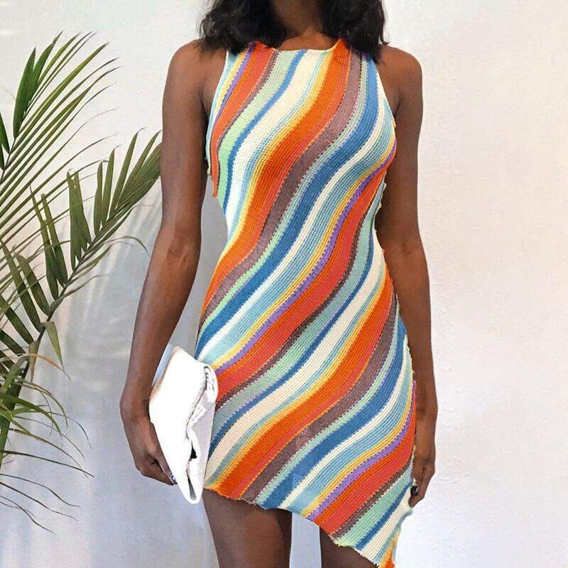 party wave mini dress Vestido Mini de Malla Different Wave - Prpura/Combinado
