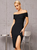 Kerryn Off-Shoulder Black Cocktail Dress