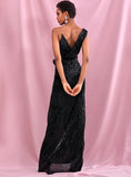 Dini Black Sequin Maxi Formal Dress