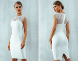 Elena Lace Bodycon Cocktail Dress - party, white, midi