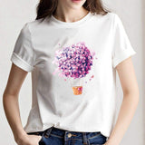 Flower Hot Air Balloon Tee-TT Women-black,casual,floral,gray,navy,purple,tee,white