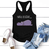 Need Coffee Hippo Tank Top-TT Women-black,casual,tank top,tee,white