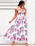 Dahlia Pink Floral Print Maxi Summer Dress