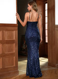 Genevieve Sequin Maxi Formal Dress, navy