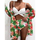 Santorini Bikini and Coverup, peach, hibiscus