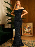 Talia Black Off-Shoulder Sequin Formal Dress