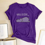 Need Coffee Hippopotamus Tee-TT Women-black,casual,green,navy,purple,tee,white,yellow