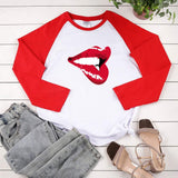 Red Lips Long-Sleeved Tee-TT Women-black,casual,long-sleeved,red,tee