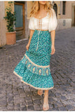 Atia Turquoise Skirt-Dressereal-boho,floral,green,maxi,print,ruffles,summer