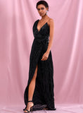 Dini Black Sequin Maxi Formal Dress