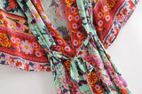 Okinawa Paradise Boho Kimono-Ainoway-boho,casual,floral,green,kimono,orange,print,summer