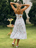 Stephanie White Floral Summer Midi Dress