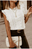 Avery White Lace Top-Dressereal-lace,ruffles,white