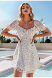 Helena Floral Summer Dress-Dressereal-casual,floral,party,short,summer,white