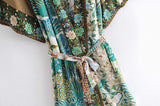 Sigiriya Peacock Print Kimono-Ainoway-boho,casual,floral,green,kimono,print,summer