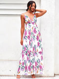 Dahlia Pink Floral Print Maxi Summer Dress