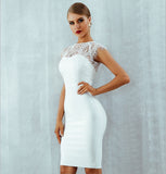 Elena Lace Bodycon Cocktail Dress - party, white, midi