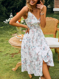 Stephanie White Floral Summer Midi Dress