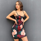 Rosa Bodycon Mini Dress-Dressereal-mini,party,print,red,spaghetti-straps