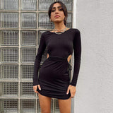 Renata Hollow Out Black Mini Dress