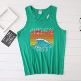 Happiness Comes In Waves Tank Top-TT Women-black,blue,casual,green,tank top,tee,white