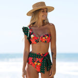 Glam Pop Sunset Bikini-Sporlike-bikini,orange,print,ruffles,summer