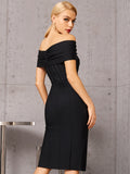 Kerryn Off-Shoulder Black Cocktail Dress