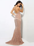 Cynthia Sequin Formal Maxi Dress Bisque