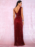 Red Sunset Sequin Maxi Evening Dress