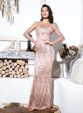 Daphne Sequin Maxi Formal Dress, pink