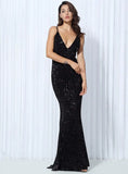 Cynthia Sequin Formal Maxi Dress Black