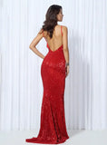 Cynthia Sequin Formal Maxi Dress Red