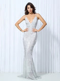 Cynthia Sequin Formal Maxi Dress SIlver