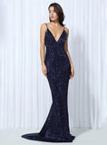 Cynthia Sequin Formal Maxi Dress Blue